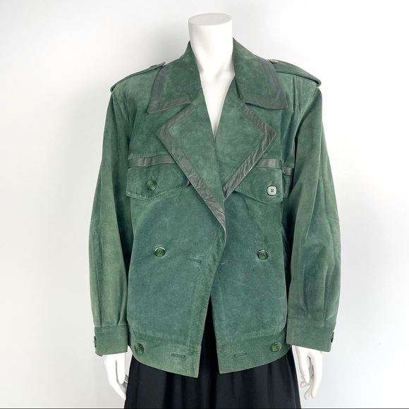 Vintage 80’s Green Suede Jacket - Picture 4 of 11